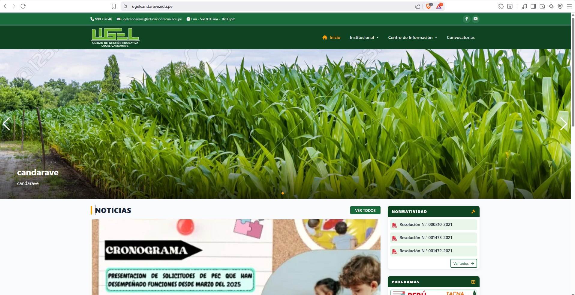 Sitio Web Ugel Candarave